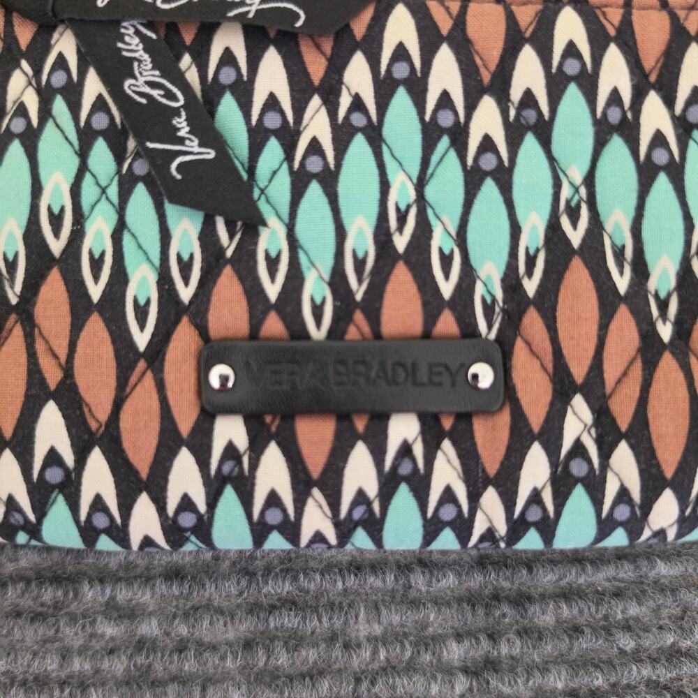 Vera Bradley Sierra Stream Wristlet Wallet Teal Brown Geometric - Picture 2 of 8